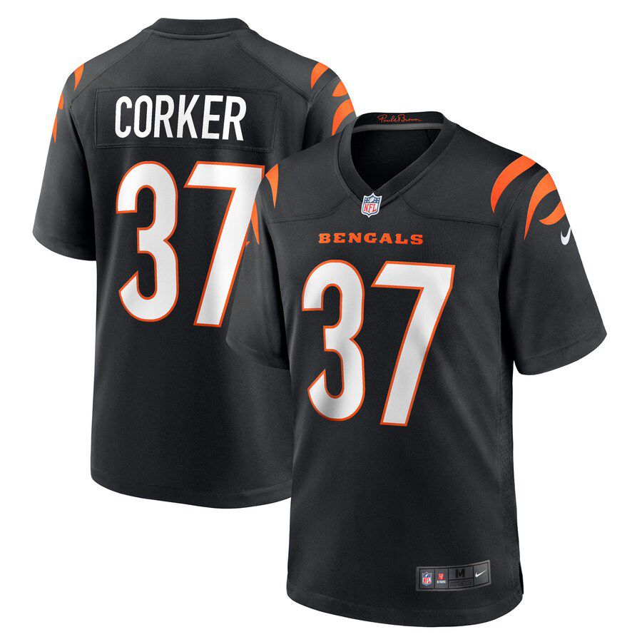 Men Cincinnati Bengals 37 Yusuf Corker Nike Black Game Player NFL Jersey